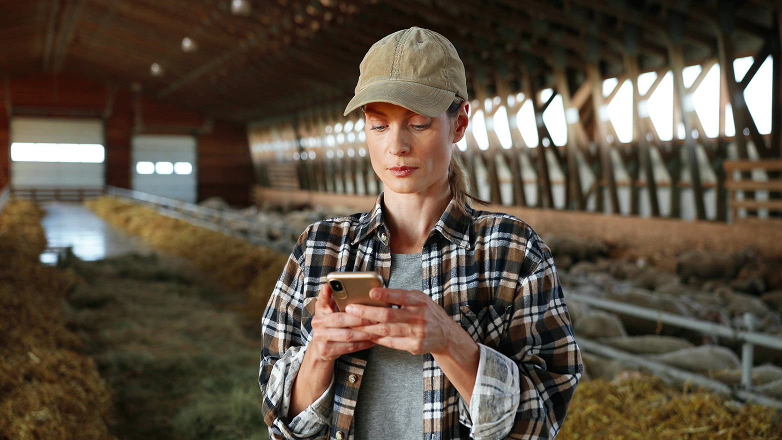 agricultrice qui utilise son smartphone
